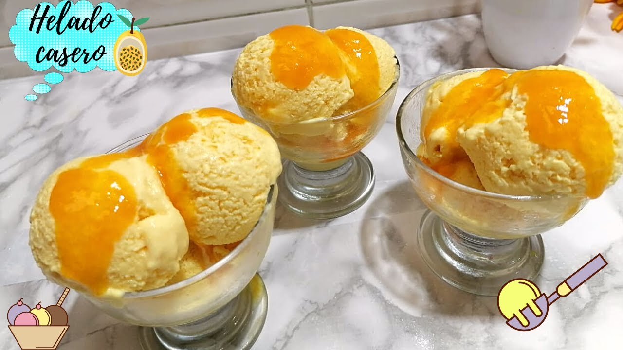 Helado cremoso casero de maracuyá ( parchita ) 🍨 fácil  rápido y delicioso