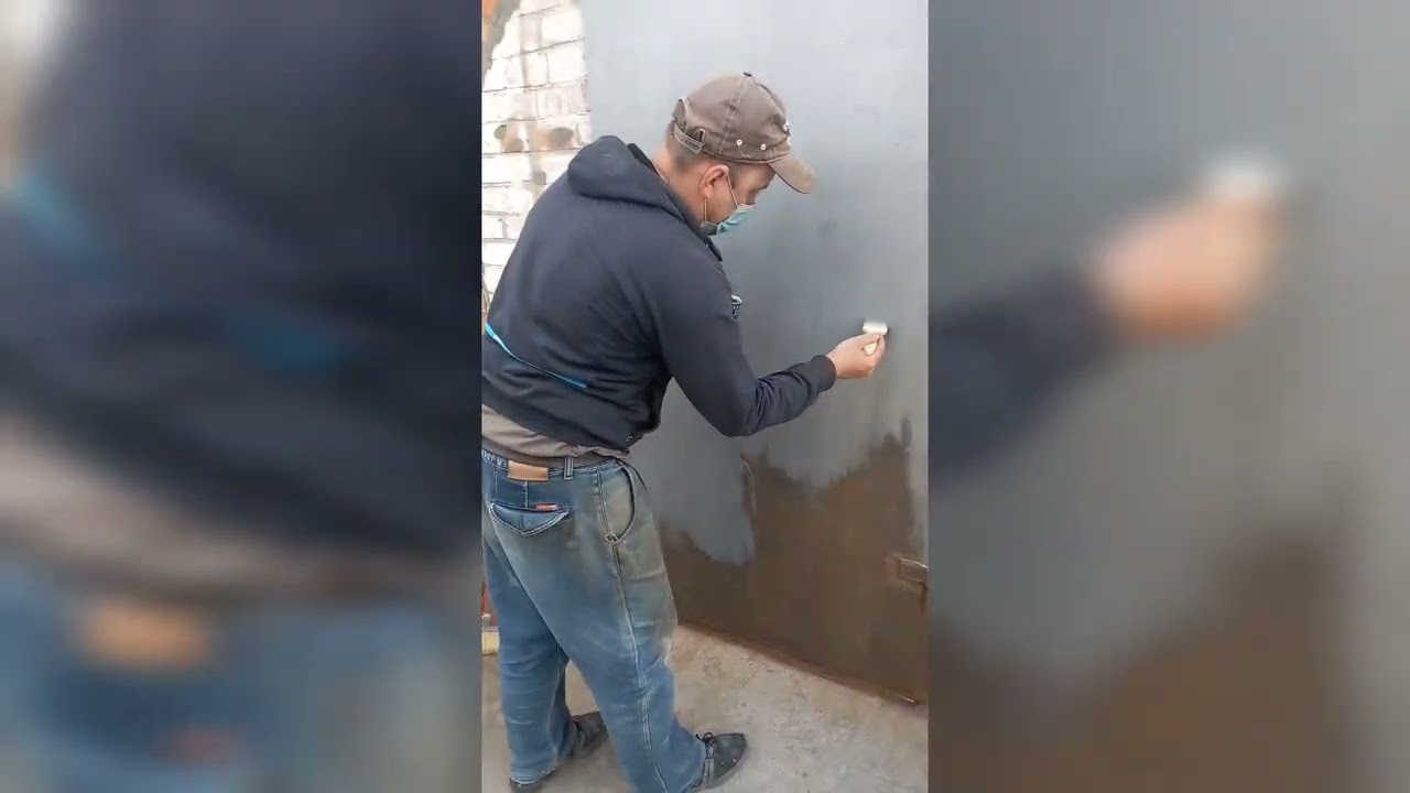Покраска двери молотковой краской. - YouTube