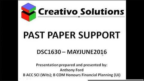 DSC1630 May/June Past Paper workings with suggested solutions