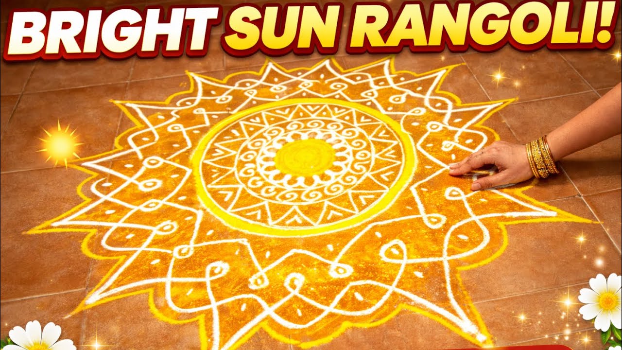 Super Bright Sun Rangoli 🌞 | Simple & Stunning Festival Kolam 2026 ...