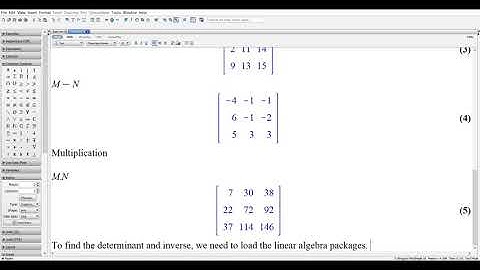 Linear Algebra - Maple (Matrix Addition Subtraction Multiplication Inverse Determinant Transpose)