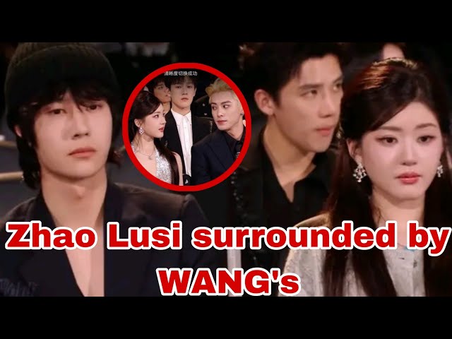 Zhao Lusi sits between Wang Yibo and Dylan Wang with Wang Anyu u0026 Liu Yunrui behind in Tencent Star class=