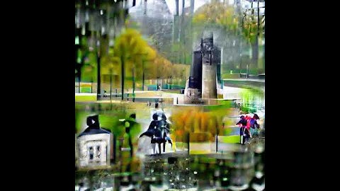 CLIP+VQGAN (Text-to-Image): A rainy day in Treptower Park