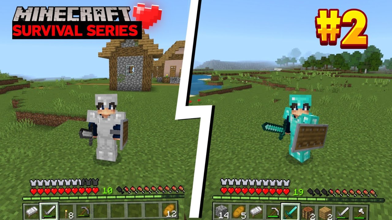 Making Full Diamond Armour And Tools in Minecraft Pe Ep2 | Survival ...