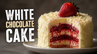 White Chocolate Strawberry Cake ASMR 🍓🍰 | Soft Eating Sounds (No Talking)
