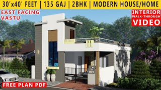 30 & 40 Feet Modern House Design 2Bhk Bungalow 135 Gaj 1200 Square Feet House Plan Vastu