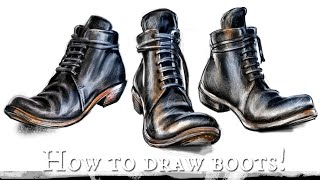 How to draw leather boots in different angles!