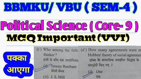 #MCQ semester 4 bbmku /vbu political science core 9/ objective question core 9 political science