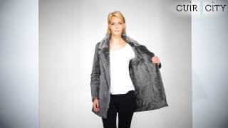 Manteau Femme Cuir Chaud Et Fourré Oakwood Roxane Gris Foncé