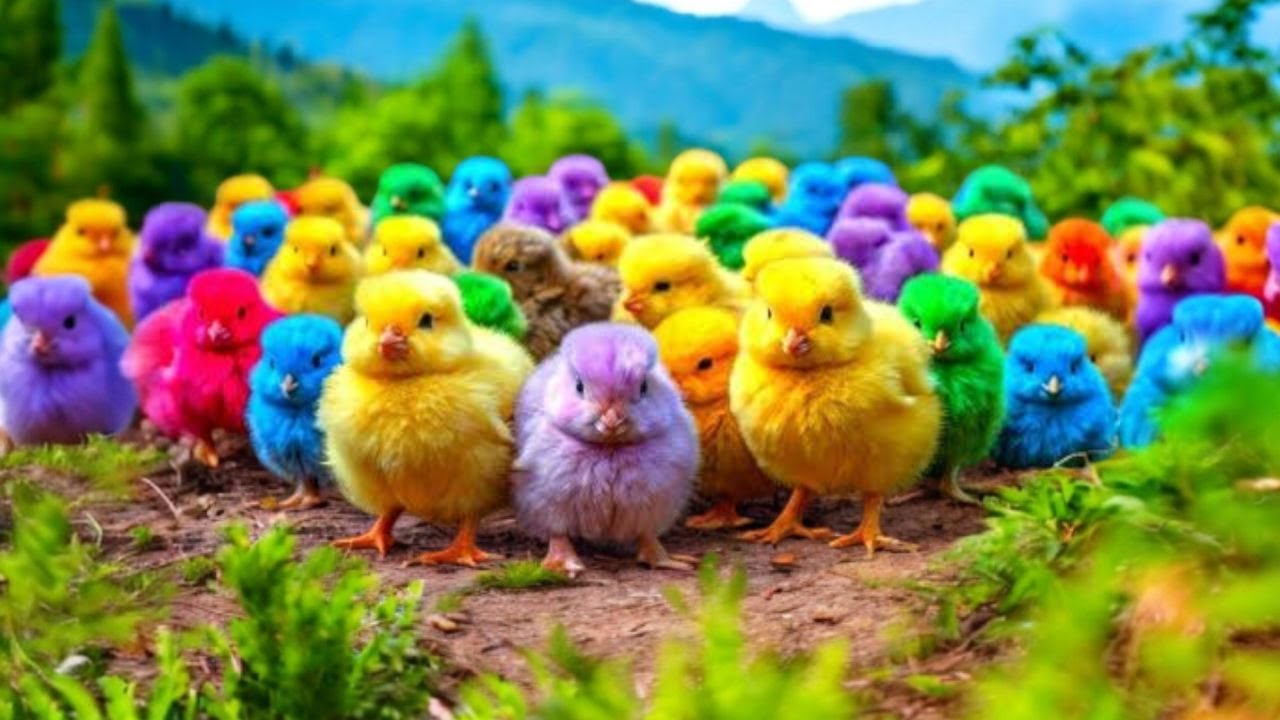 World Cute Chickens, Colorful Chickens, Rainbows Chickens, Cute Ducks, Rabbit, Cute Animals