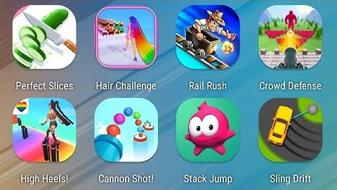 Perfect Slices,Hair Challenge,Rail Rush,Crowd Defense,High Heels,Cannon Shot,Stack Jump,Sling Drift