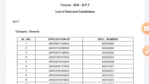 Jamia Millia Islamia list of Selected candidates results 2021 Jamia results BPT 2021