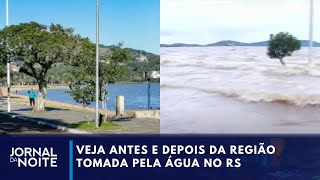 Ventos fortes provocam ondas na orla do Guaíba, em Porto Alegre | Jornal da Noite
