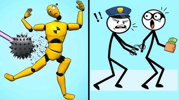 BREAK BONE RAGDOLL vs STICK RUBBER STEALING,Walkthrough Episode 1, Android Games Update, New Video.