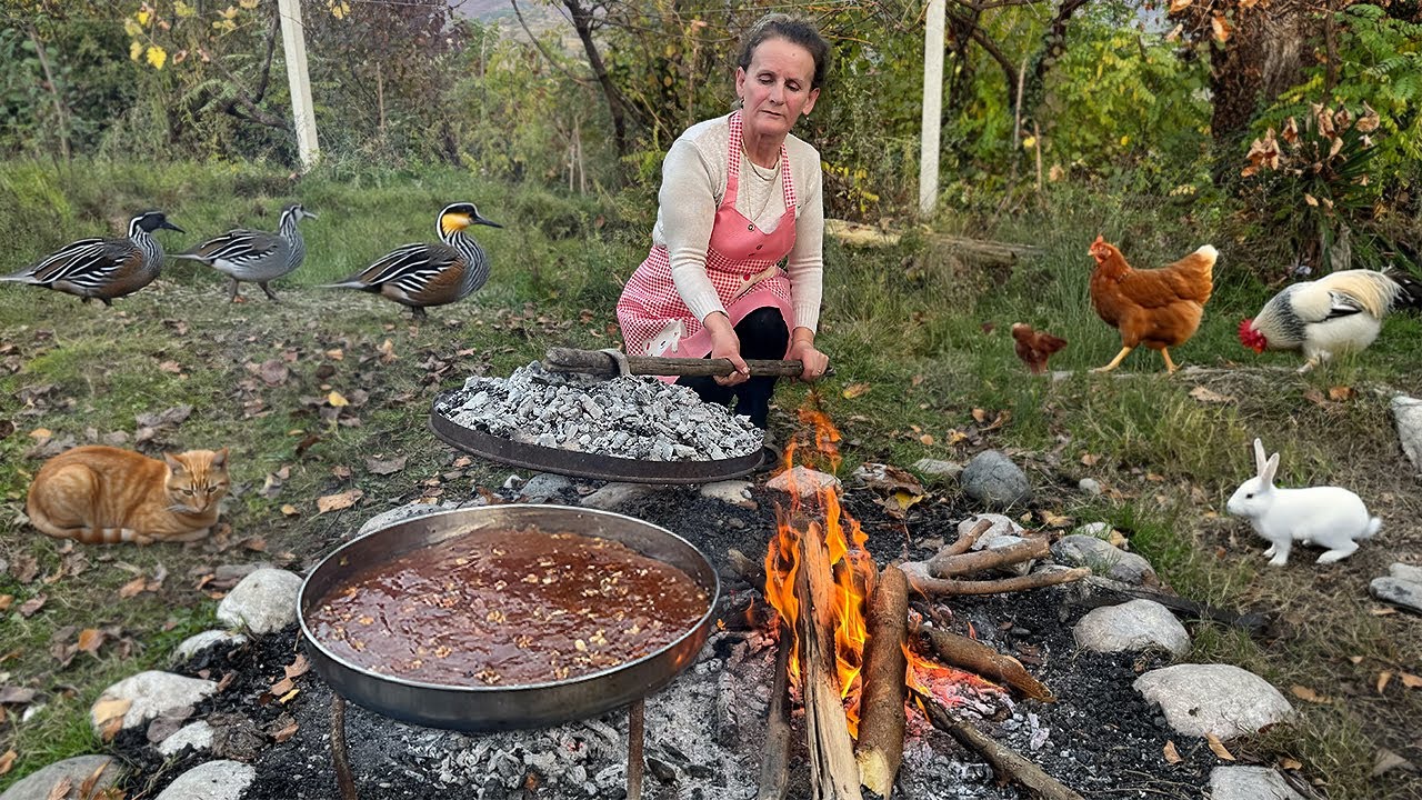 Traditional Saç-Baked Revani with Walnuts – A Taste of the Past! 🍯🔥🇦🇱