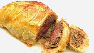 This beef wellington recipe is made with a tenderloin wrapped in
mushroom and prosciutto duxelle, baked traditional puff pastry. ...