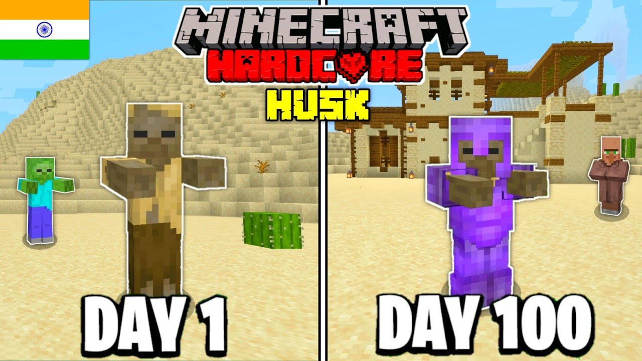 I Survived 100 Days as a Husk in Minecraft Hardcore (HINDI) - YouTube