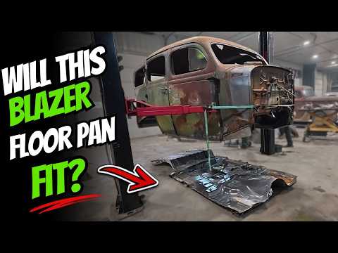 Making a 90's Blazer floor pan fit in our 38 Plymouth Suburban!