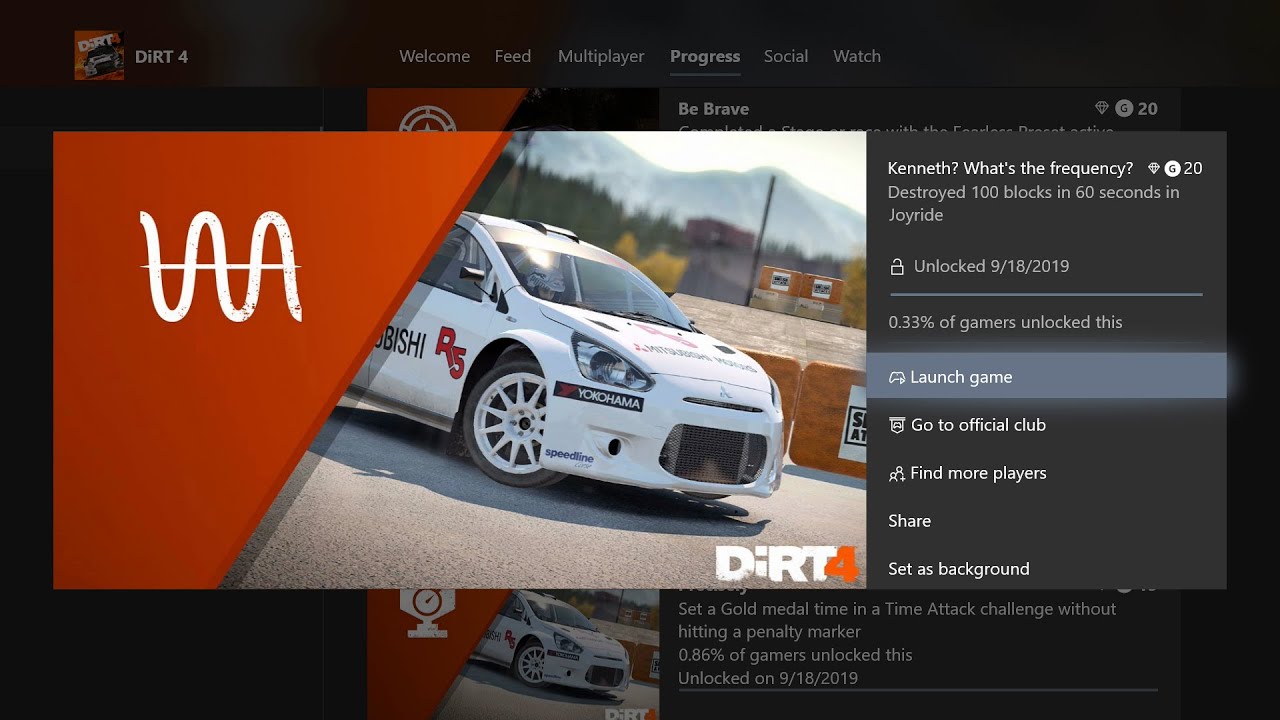 Dirt 4 - Kenneth? What's the frequency? Achievement Guide - Destroy 100 blocks in 60 seconds