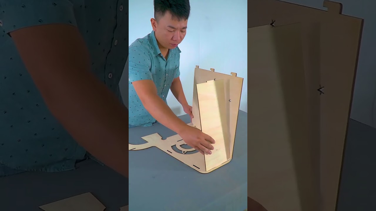 Modern wooden cat house 