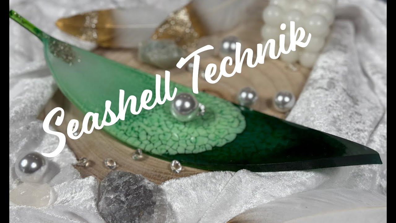 #114 Seashell Technik in der wunderschönen Blattform🍃  #resin #diy #resinart #coaster #seashell