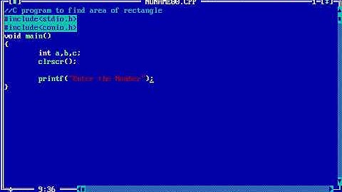 C PROGRAM TO FIND AREA OF RECTANGLE IN TURBO C++ || PROGRAM--6