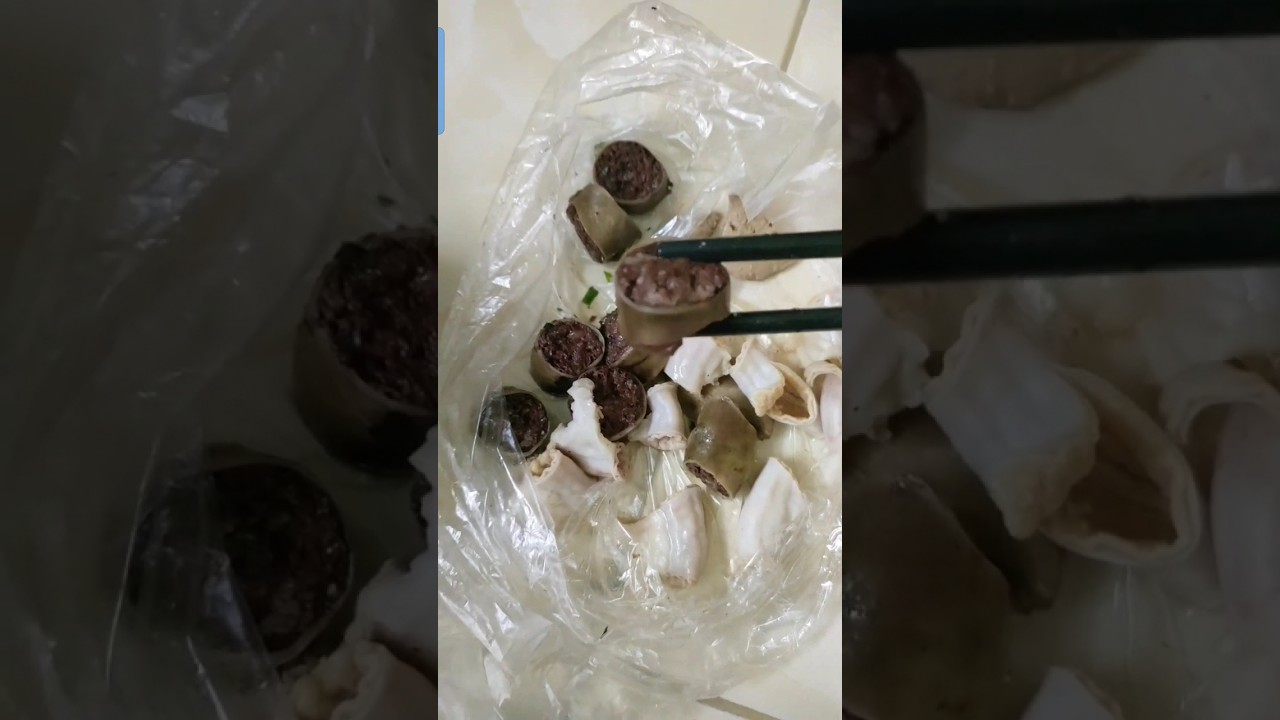 Today's meal is boiled pork intestine porridge, in Hanoi city, Vietnam