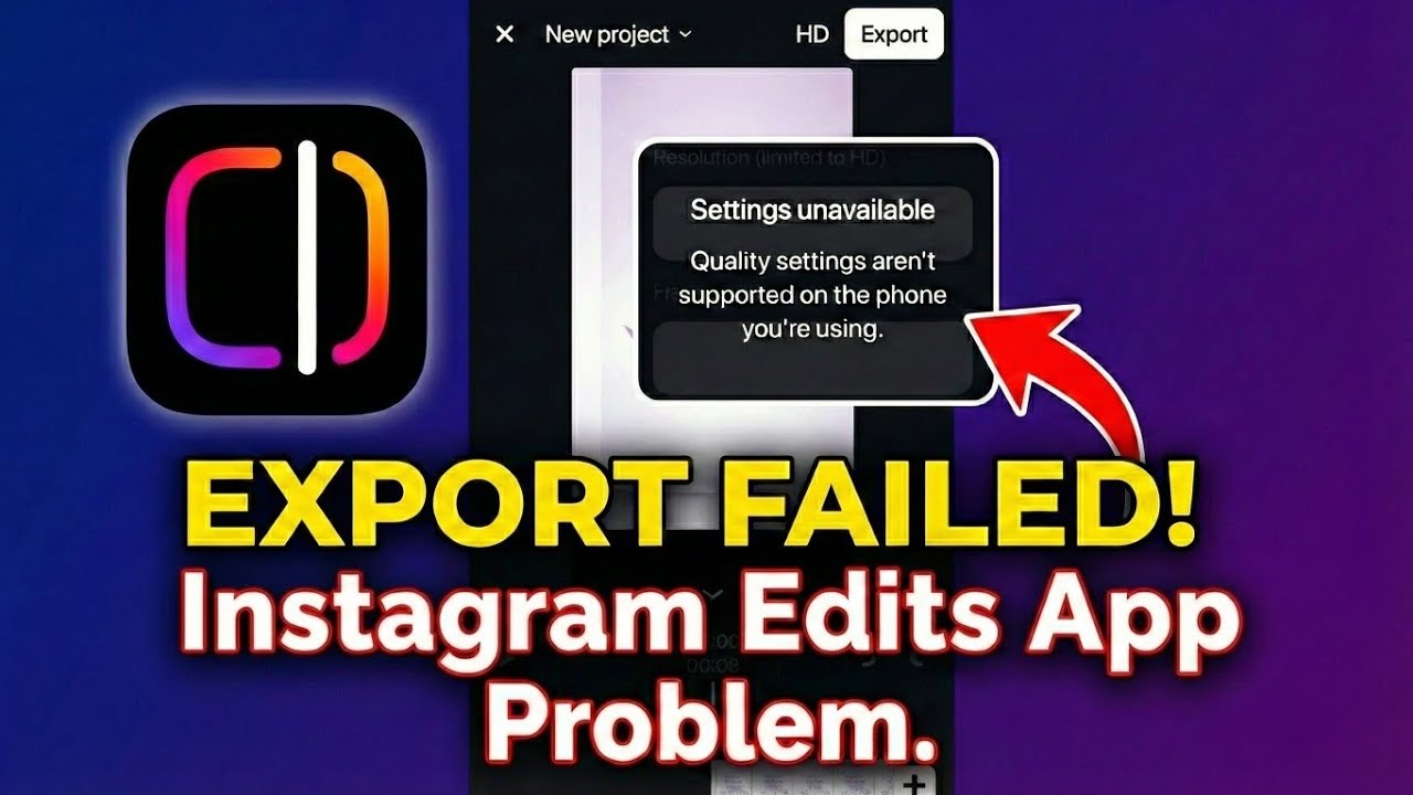 Instagram Export Settings unavailable Problem | Quality settings aren't supported on the phone