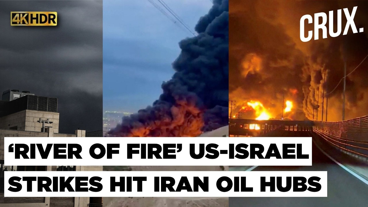 ‘Toxic Rain’ Warning in Tehran as US-Israel Strikes on Iran’s Oil Depots Ignite ‘River of Fire’ | 4K