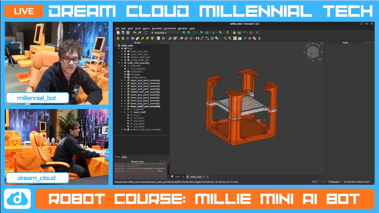 Millie Mini AI Bot - FreeCAD Part 5 - Upper Post Assembly