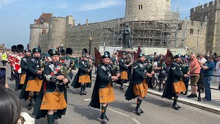 Gurkhas march back to barracks with the Irish drums and pipes (changing of the guard) 11.5.24