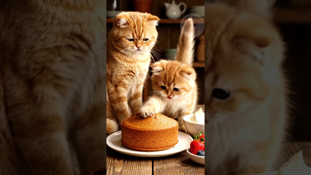 Mom Cat & Kitten Bake a Birthday Cake for Bunny 🎂🐱🐇💖 