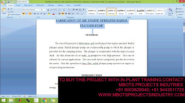 DESIGN AND FABRICATION OF  AIR ENGINE OPERATED RADIAL PLUNGER PUMP MECHANICAL PROJECT-MBOTS PROJECT