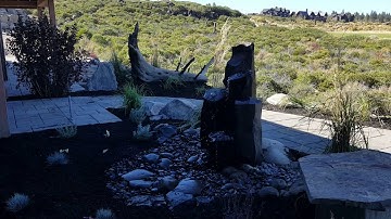 Water feature with basalt columns