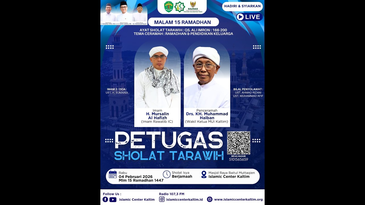 Sholat Isya Dan Tarawih Malam 15 Ramadhan  -  04 Maret 2026