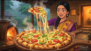 🍕Homemade Pizza in Heavy Rain | Building a Wood Fired Oven from Scratch | Cozy Village ASMR #ghibli screenshot 1