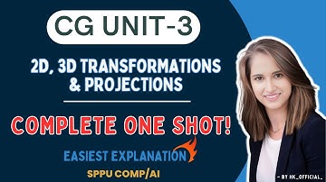 CG Unit 3 Complete ONE SHOT 🔥| 2D, 3D Transformations & Projections | Easy Explanation |SPPU Comp/AI