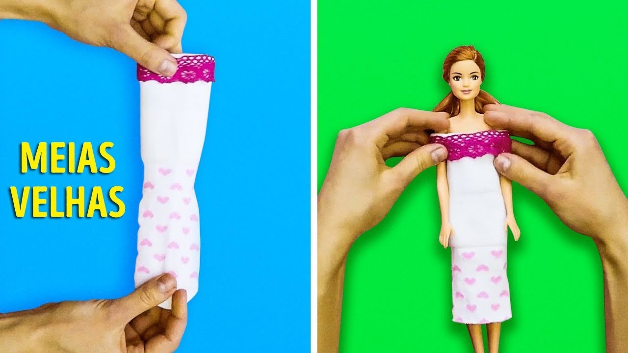 Como fazer roupas de meia para Barbie