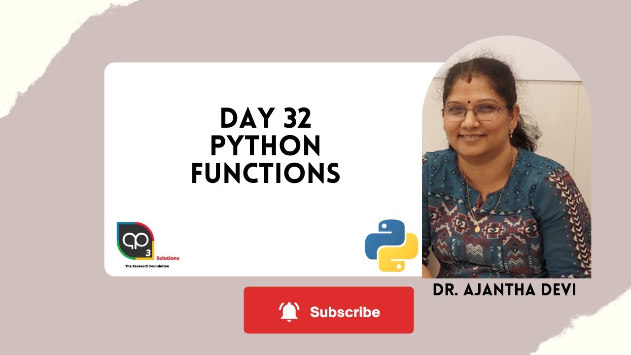 Day 32 Python Functions | with and without parameters | function with ...