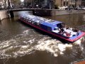 Awesome canal boat move in Amsterdam