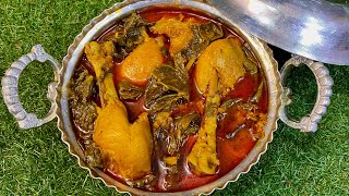 Haakh te Kokur | Saag aur chicken recipe | Collard Greens with chicken || Kashmiri house hold recipe