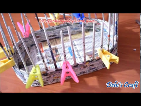 How to make a basket from old newspapers || Newspaper Craft || DIY ...
