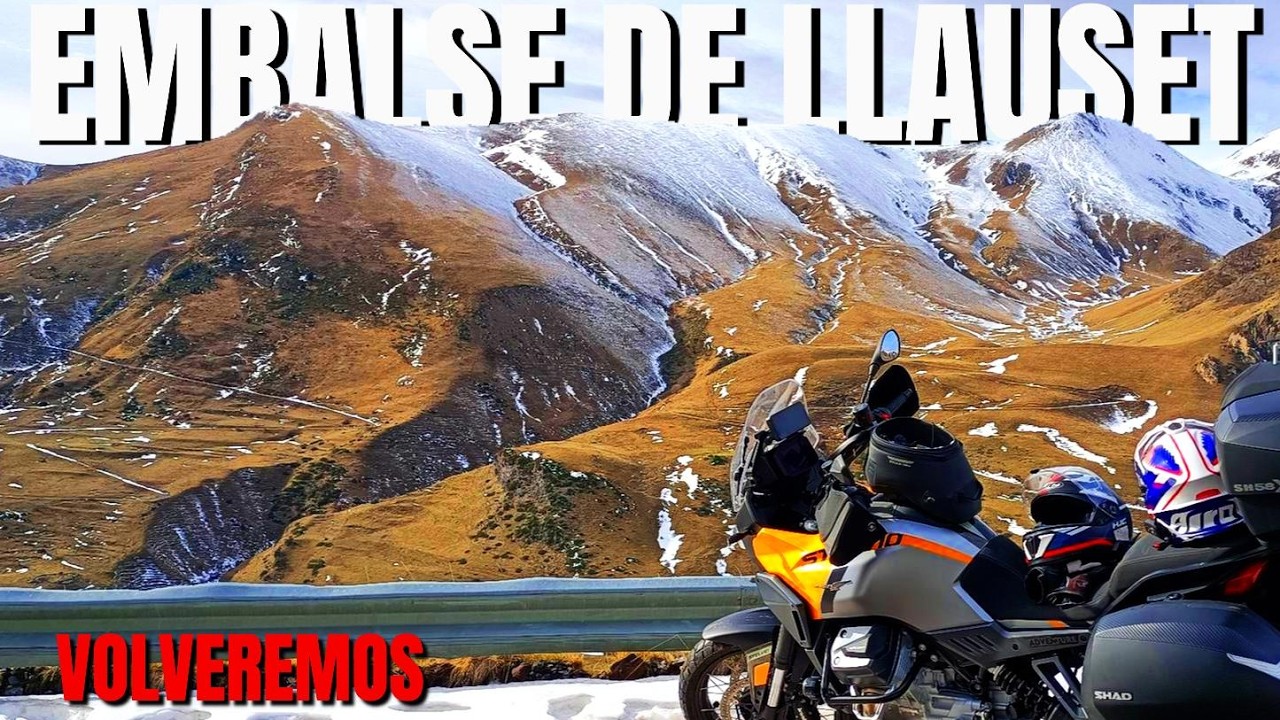 Lastima no poder llegar en moto. Embalse de Llauset , #motoguzzi  #nieve #montaña #motovlog