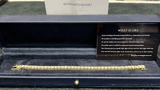 4mm Moissanite tennis bracelet, 925 silver with gold plating from Gems Beauty on Amazon