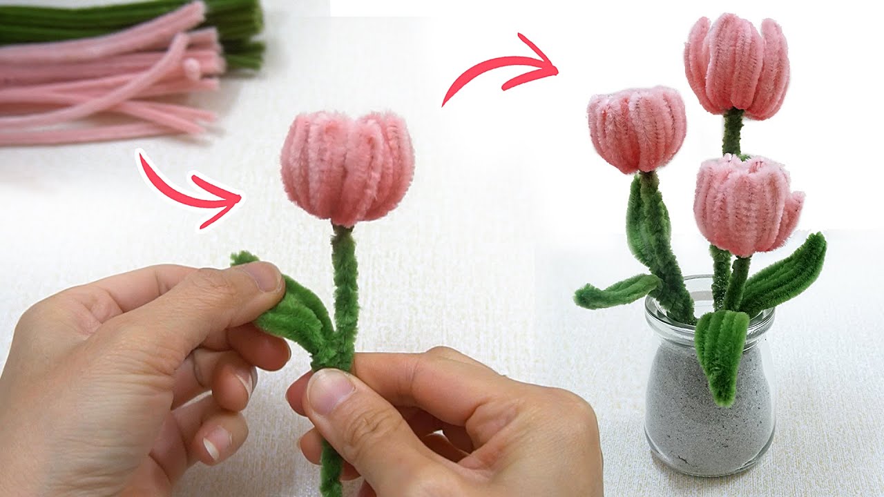 Easy Pipe Cleaner Flower, How to make Pipe Cleaner Flowers, Pipe cleaner  crafts, Easy crafts