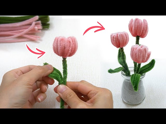 DIY raw material pipe cleaner tulips flower handcraft for birthday gif –  Duo Fashion