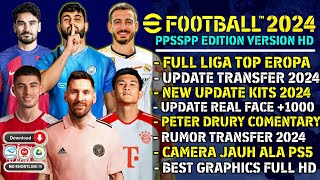 NEW UPDATE eFOOTBALL PES 2024 PPSSPP CAMERA PS5 ANDROID OFFLINE NEW KITS 2023/24 & FULL TRANSFERS