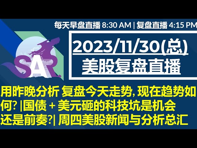 美股直播11/30[复盘] 用昨晚分析 复盘今天走势, 现在趋势如何? |国债 + 美元砸的科技坑是机会 还是前奏?| 周四美股新闻与分析总汇