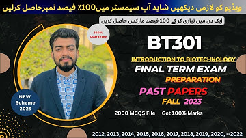 Bt301 final term exam Preparation fall 2024 | Bt301 Past papers | Bt301 Current paper 2023