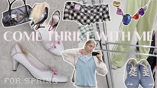 COME THRIFT WITH ME FOR SPRING | y2k shoulder bag, sporty chic shoes, bikinis & low rise track pants